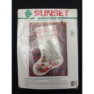 Sunset Counted Cross Stitch Kit Musical Christmas Tree Stocking 18333 Ann Barrow